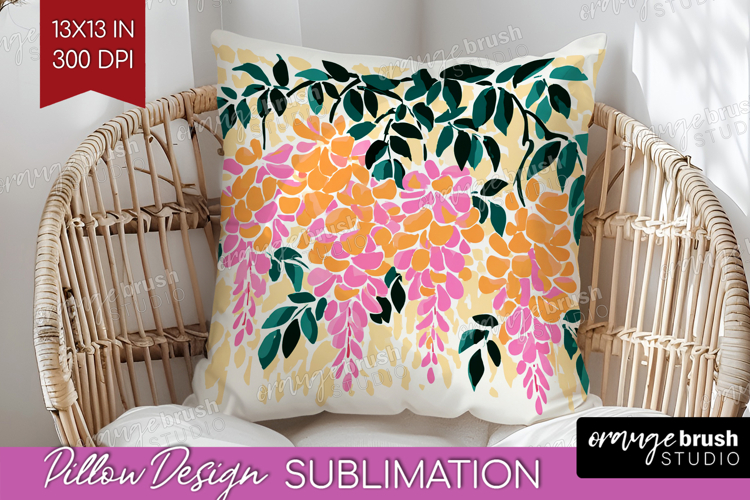 Wisteria Modern Floral Pillow Sublimation Sping Flower Cover
