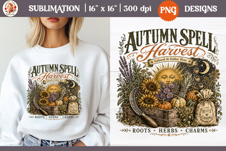 Witch Herb Garden| Vintage botanical green witch designs PNG example image 1