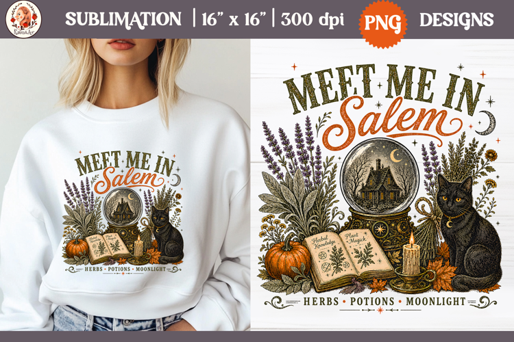 Witch Herb Garden| Vintage botanical green witch designs PNG