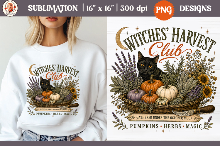 Witch Herb Garden| Vintage botanical green witch designs PNG
