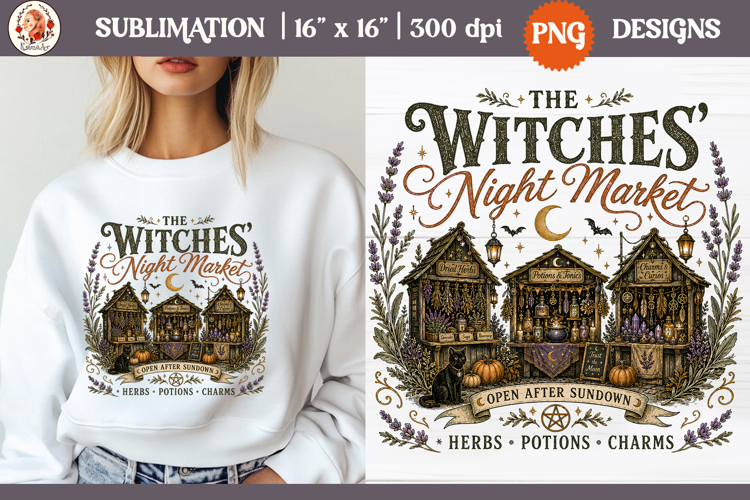 Witch Herb Garden| Vintage botanical green witch designs PNG