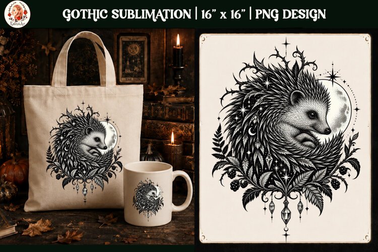 Gothic Celestial Animal sublimation tattoo mystical PNG example image 1