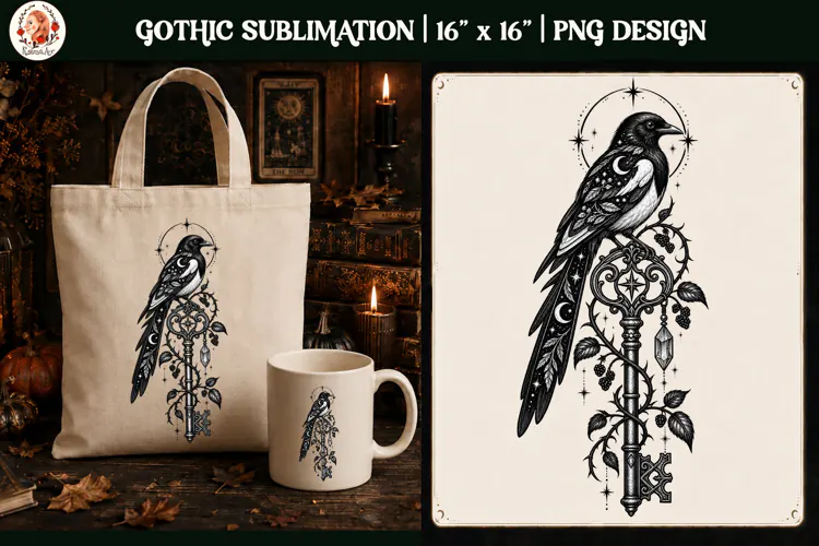 Gothic Celestial Animal sublimation tattoo mystical PNG