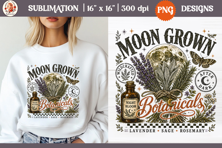 Witch Herb Garden| Vintage botanical green witch designs PNG