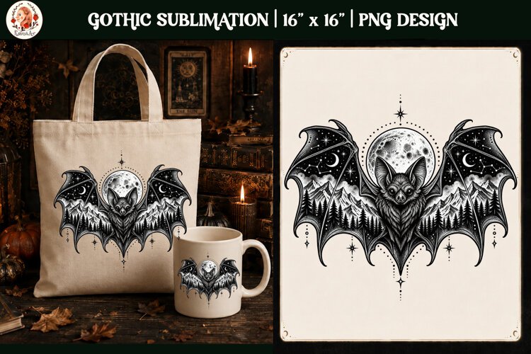 Gothic Celestial Bat PNG Design example image 1