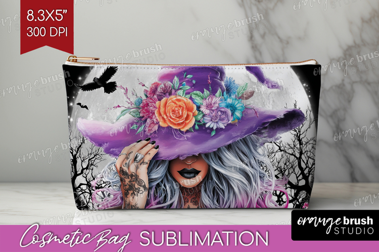 Witch Halloween Cosmetic Bag Spooky Season Makeup Bag PNG