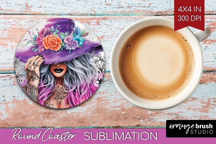 Witch Halloween Round Coaster Spooky Season Coaster PNG