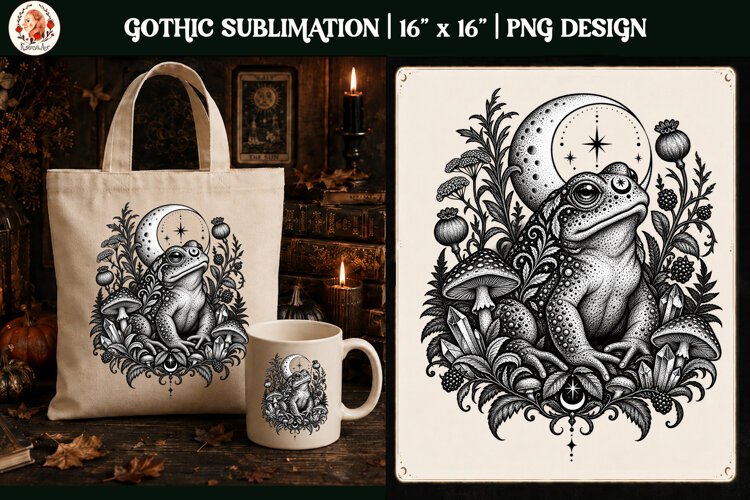 Gothic Celestial Animal sublimation tattoo mystical PNG example image 1