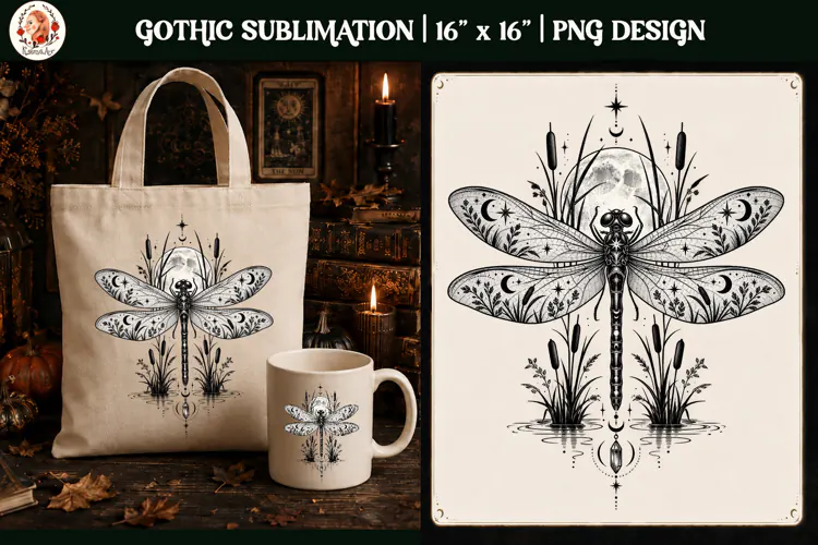 Gothic Celestial Animal sublimation tattoo mystical PNG