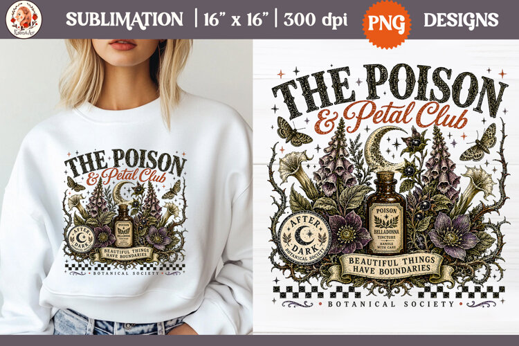 Witch Herb Garden| Vintage botanical green witch designs PNG example image 1