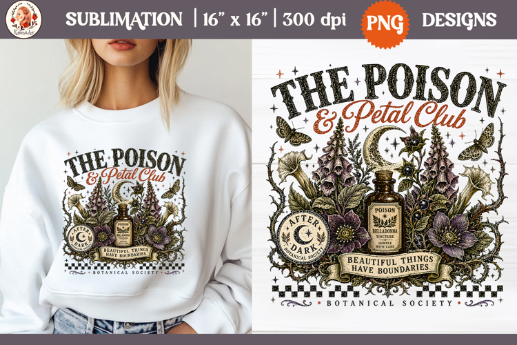 Witch Herb Garden| Vintage botanical green witch designs PNG