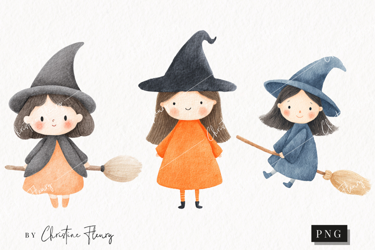 Cute Halloween Witches Clipart | Halloween PNG