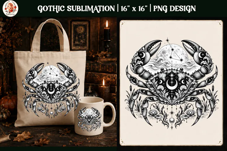 Cancer Zodiac Sign Gothic Crab PNG