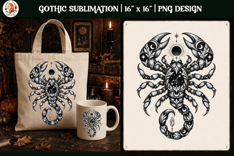 Scorpio Zodiac Sign Gothic Scorpion PNG, Celestial Zodiac example image 1