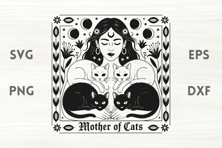 Witch and cats floral SVG