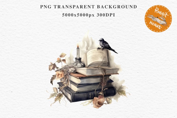 Witch Books Scary Halloween Wizard Clipart PNG Scrapbooking