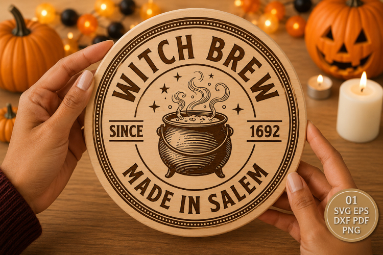 Witch Brew Halloween SVG, Round Wooden Sign