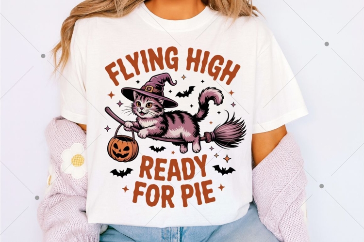 Witch Cat PNG Shirt, Spooky Season PNG, Vintage Halloween