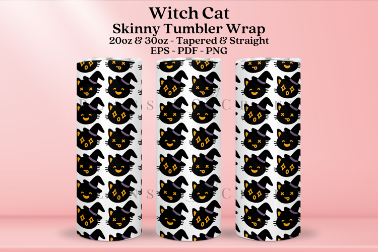 Witch Cat Halloween Skinny Tumbler Sublimation Wrap