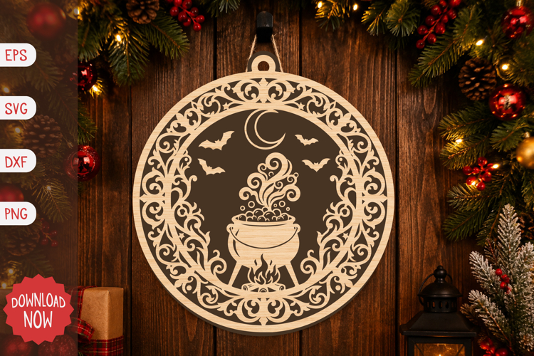 Witch Cauldron Ornament SVG