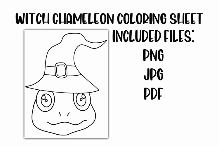 Witch Hat Chameleon Coloring Sheet for Kids
