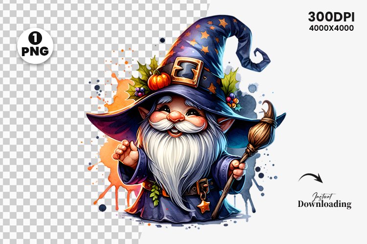 Halloween Gnome Clipart, Halloween Sublimation, Gnome Witch