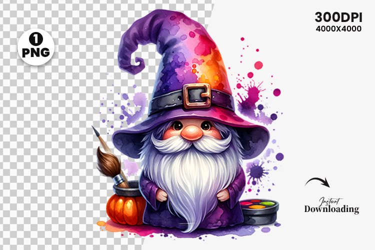 Halloween Gnome Clipart, Halloween Sublimation, Gnome Witch