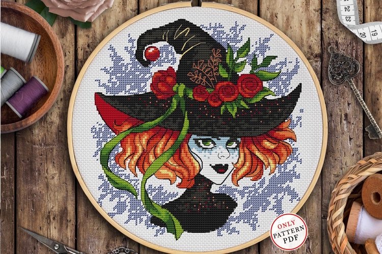 Witch cross stitch pattern PDF Witchcraft Black Magic