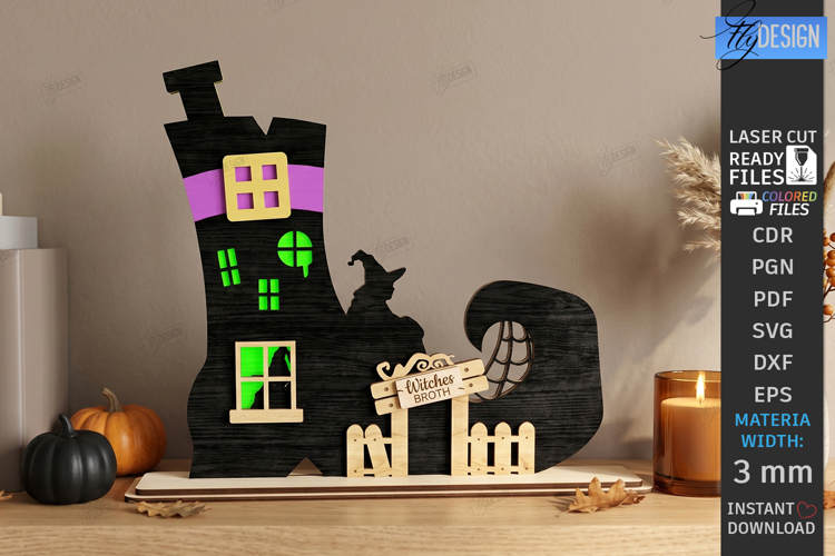 Witch Decor Laser Cut | Halloween Decor | Shelf Sitter | CNC