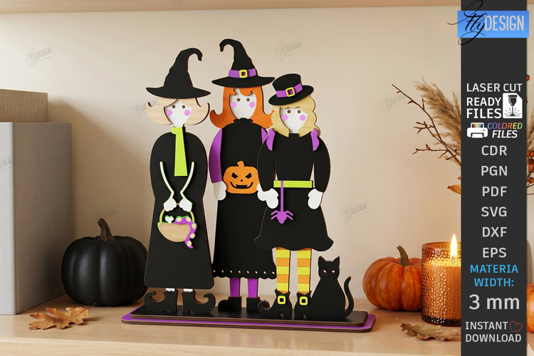 Witch Decor Laser Cut | Halloween Decor | Shelf Sitter | CNC