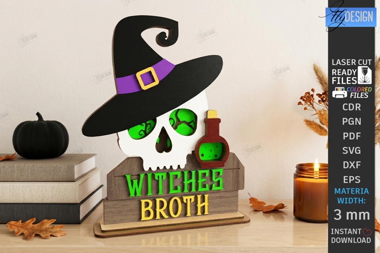 Witch Decor Laser Cut | Halloween Decor | Shelf Sitter | CNC