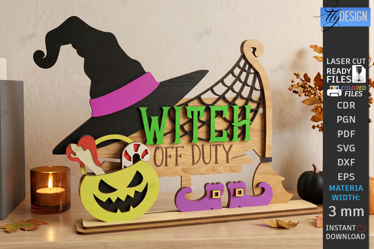 Witch Decor Laser Cut | Halloween Decor | Shelf Sitter | CNC