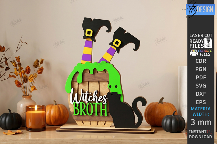 Witch Decor Laser Cut | Halloween Decor | Shelf Sitter | CNC