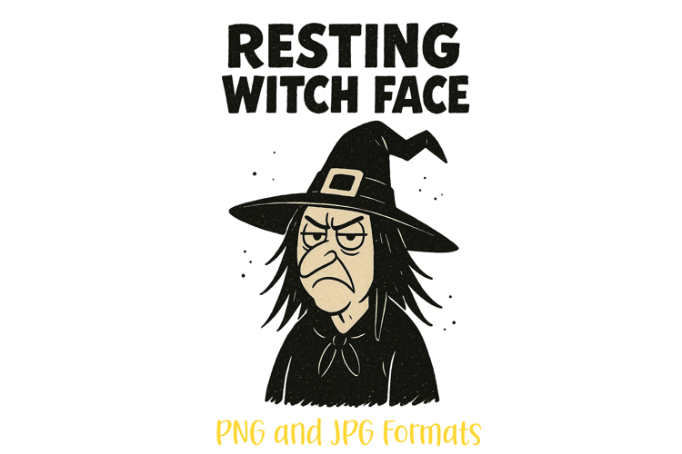 Resting Witch Face Halloween Pun Logo Slogan Illustration