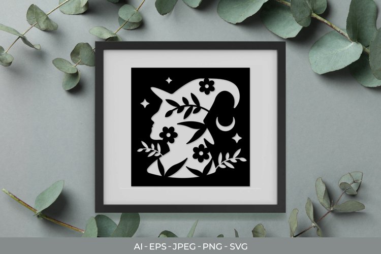 Papercut Halloween Young Witch Head