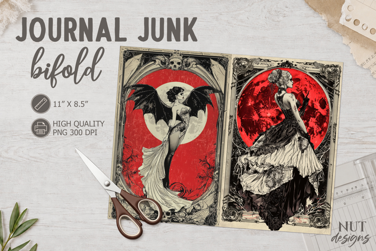 Gothic Vampire Bifold Journal Junk Creepy halloween journal