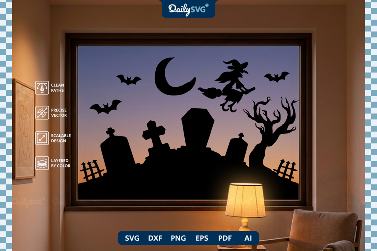 Halloween Graveyard Decal SVG Spooky Cut File