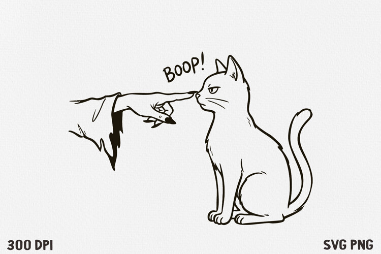 Witch Hand Boop Cat Halloween SVG PNG example image 1