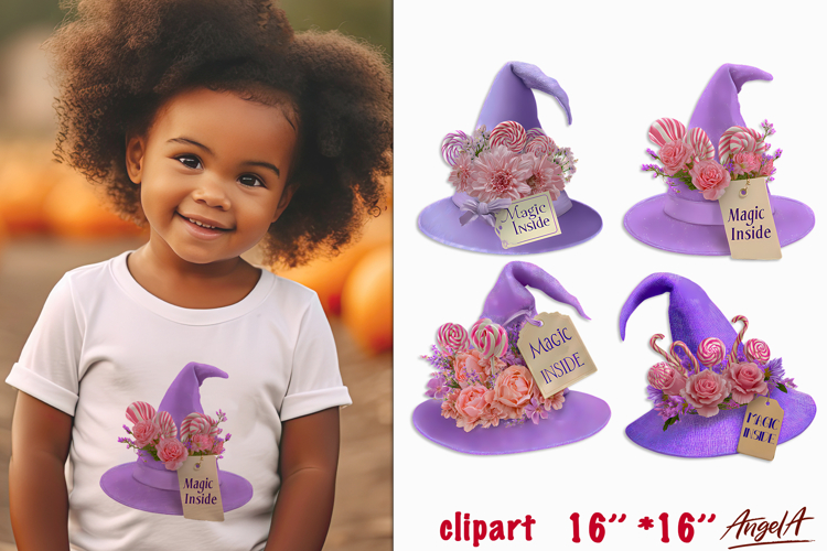 Fairy witch hat Magic inside pastel Halloween clipart PNG
