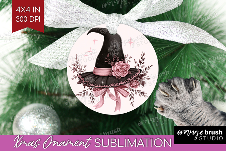 Witch Hat Cute Ornament PNG Pink Halloween PNG Sublimation