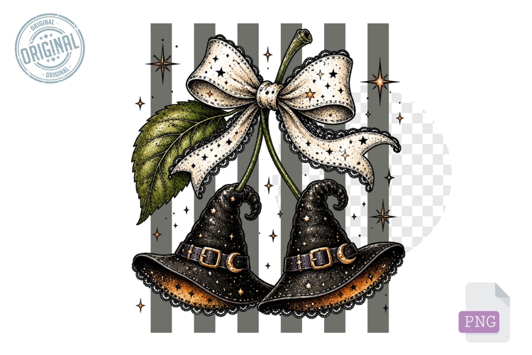 Witch Hat Cherry Halloween Bow PNG Clipart Artwork