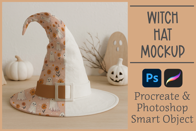 Halloween Witch Hat Mockup | Surface Pattern Mockup