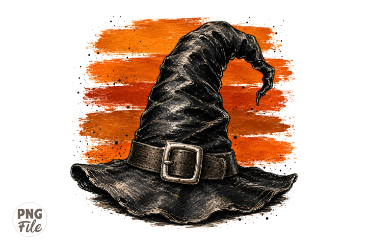 Witch Hat PNG, Vintage Halloween Shirt Design