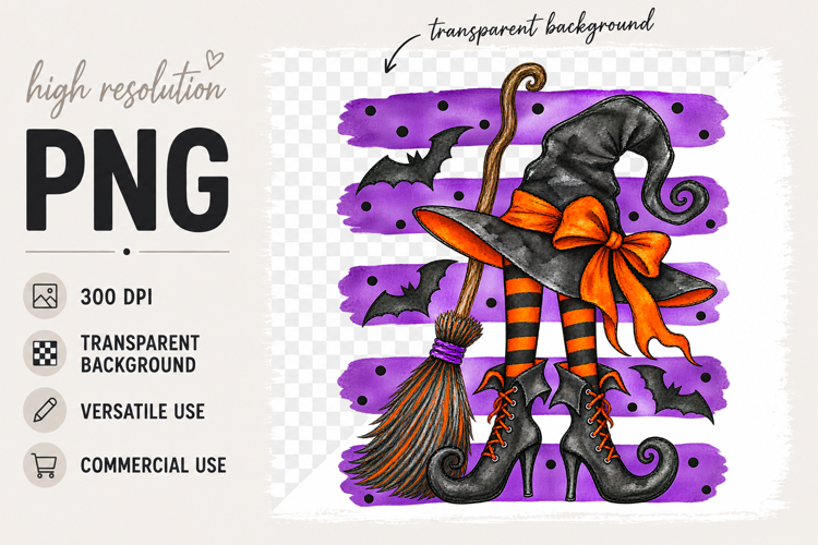 Halloween Witch Stripes PNG Design
