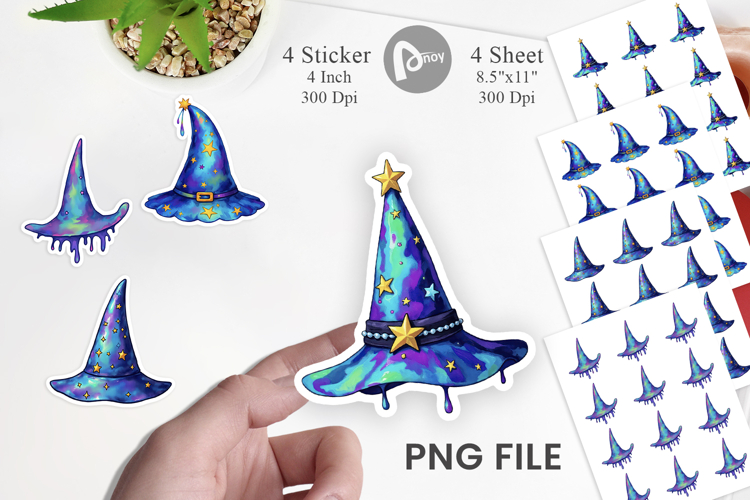 Chrome Star Witch Hat Sticker