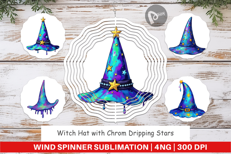 Wind Spinner Chrome Star Witch Hat
