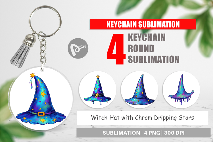 Keychain Chrome Star Witch Hat