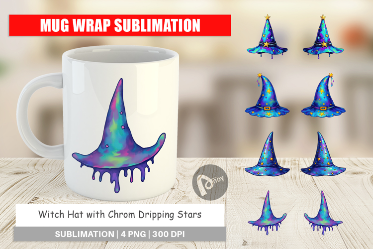 Mug Wrap Chrome Star Witch Hat