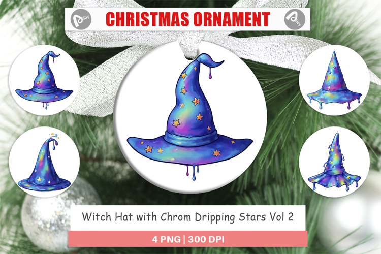 Ornament Chrome Star Witch Hat