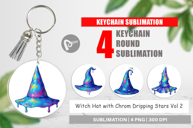 Keychain Chrome Star Witch Hat